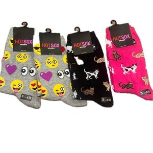 Hot Sox Women's Emoji and Cat Socks Set